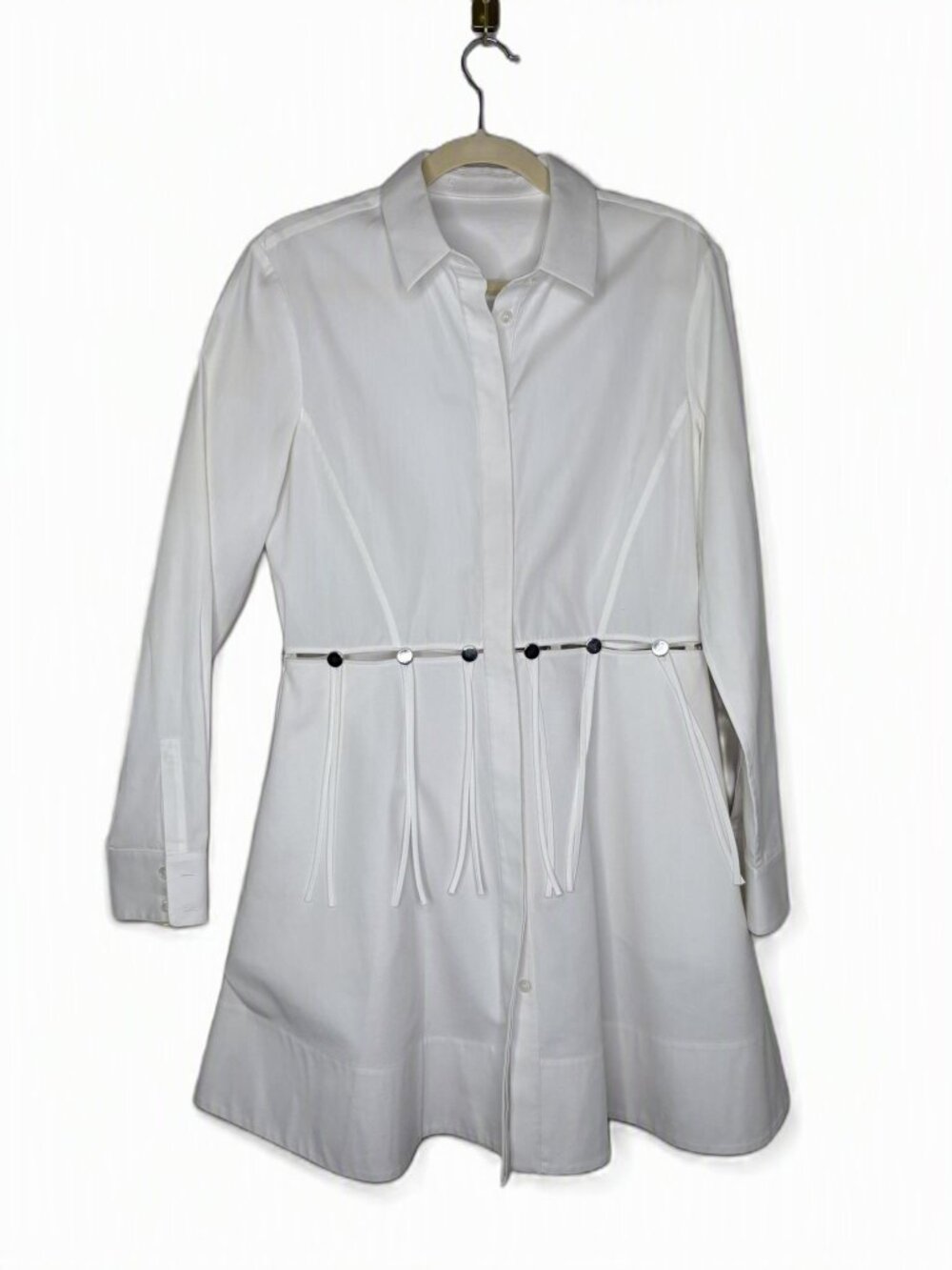 Alexander Wang Cotton Poplin Shirtdress – White – Size 10 – Cutout Waist